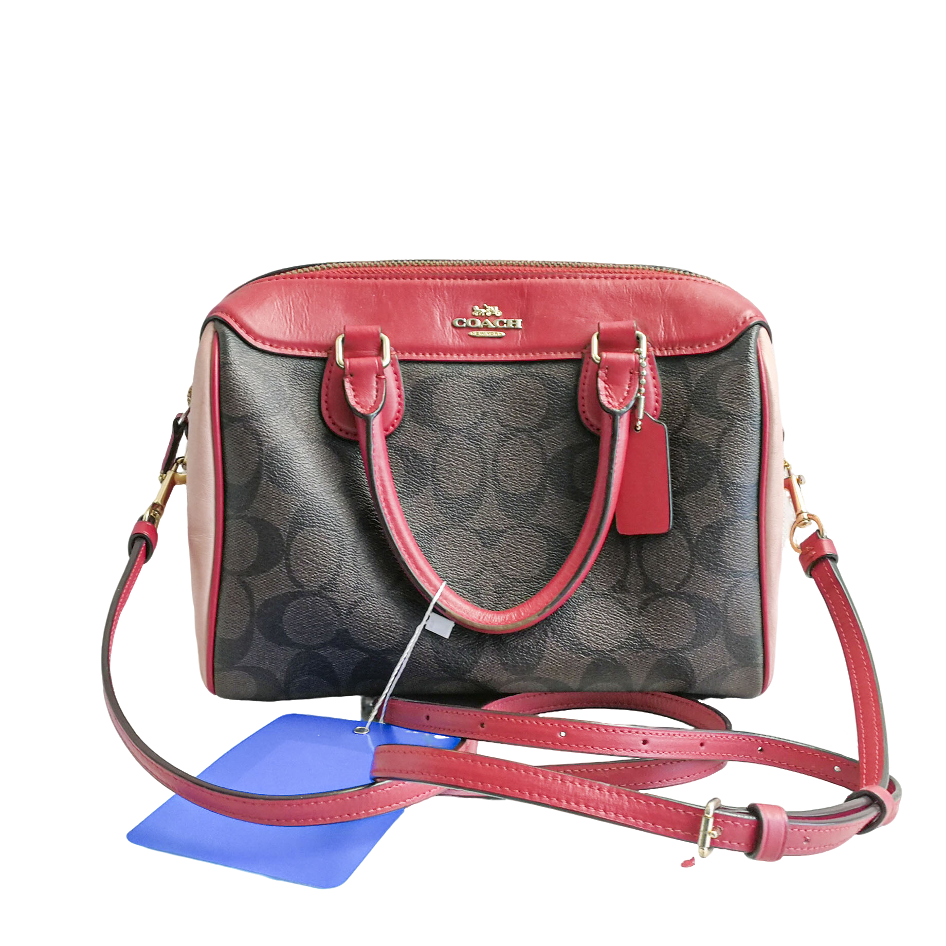 95新 COACH/蔻驰 coach 拼色老花波士顿包  032805