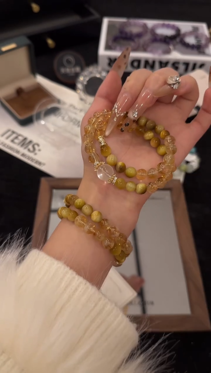 合金手链水晶金虎眼双圈x3605