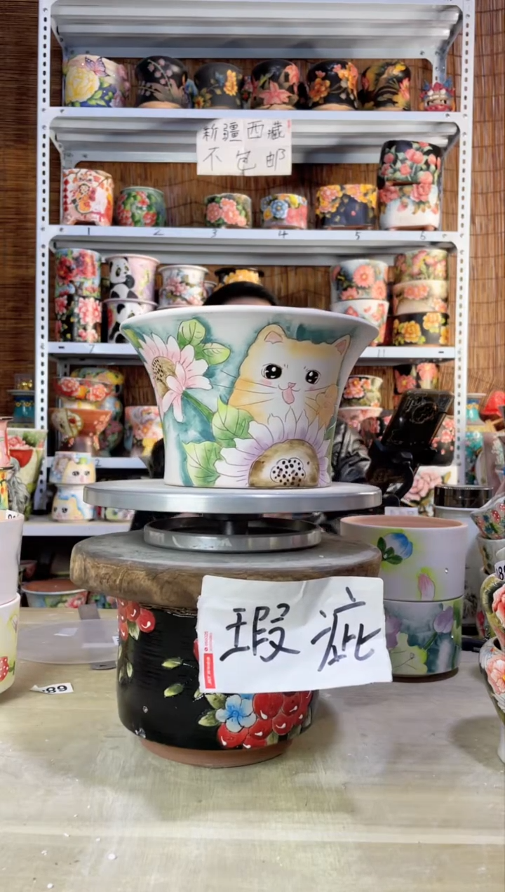 【闪购商品】摆件126陶花岛多肉陶瓷花盆罐——微瑕