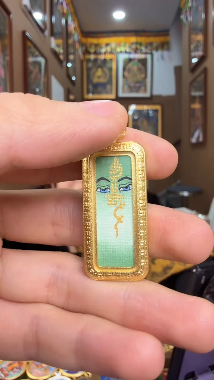 吊坠绿度母-纯手绘唐卡