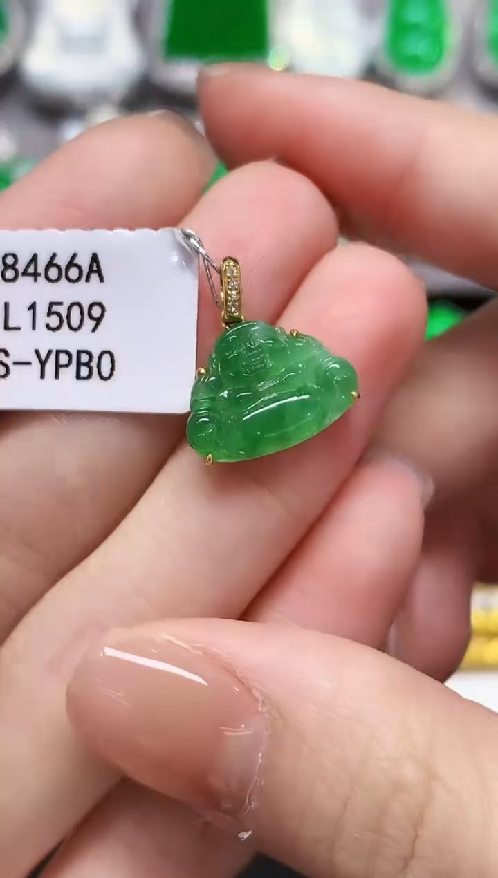 吊坠(不含链)18K金镶嵌翡翠L1509