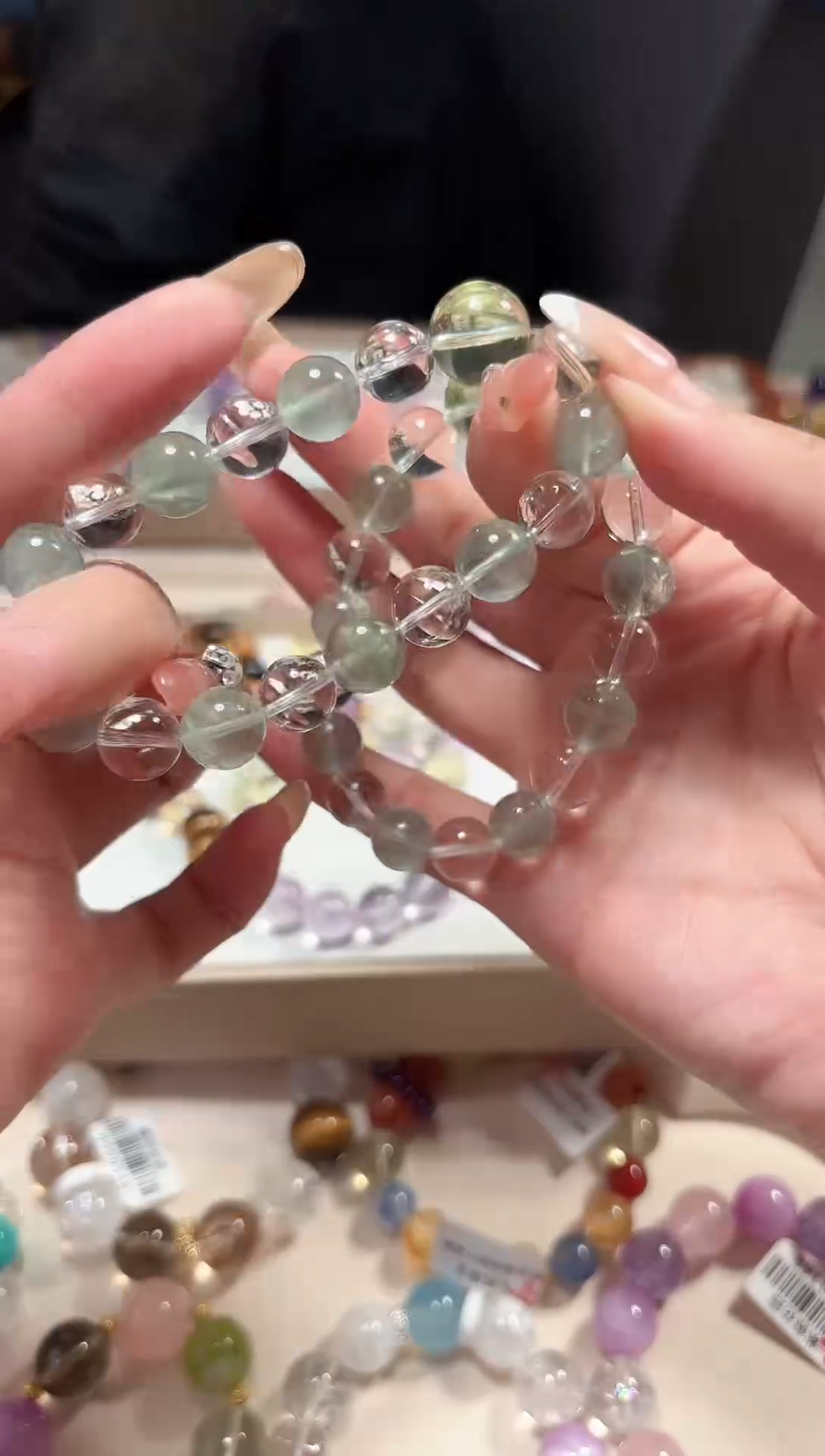 未镶嵌手串水晶白水晶加绿萤石DIY手串卡10-13