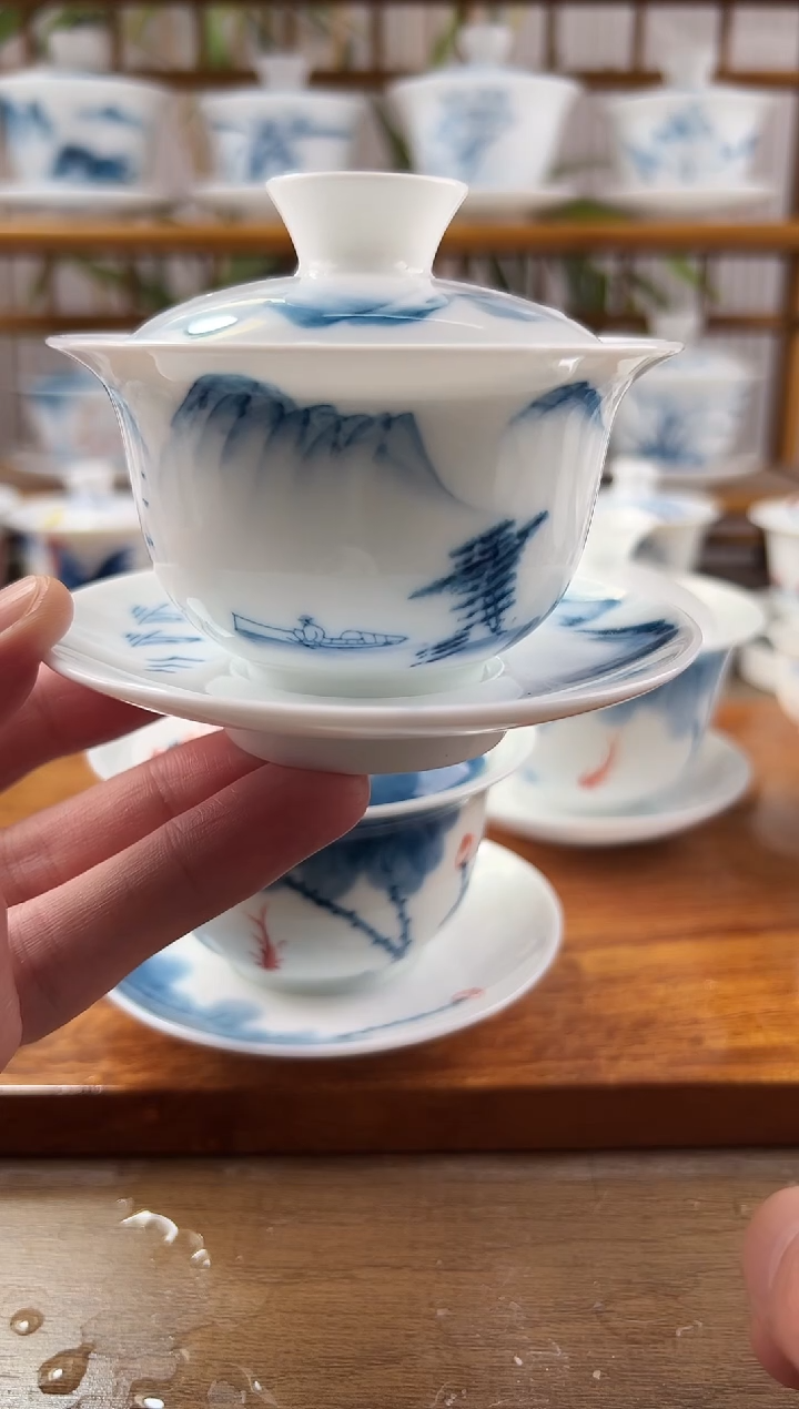 全品清山水130ml三才盖碗