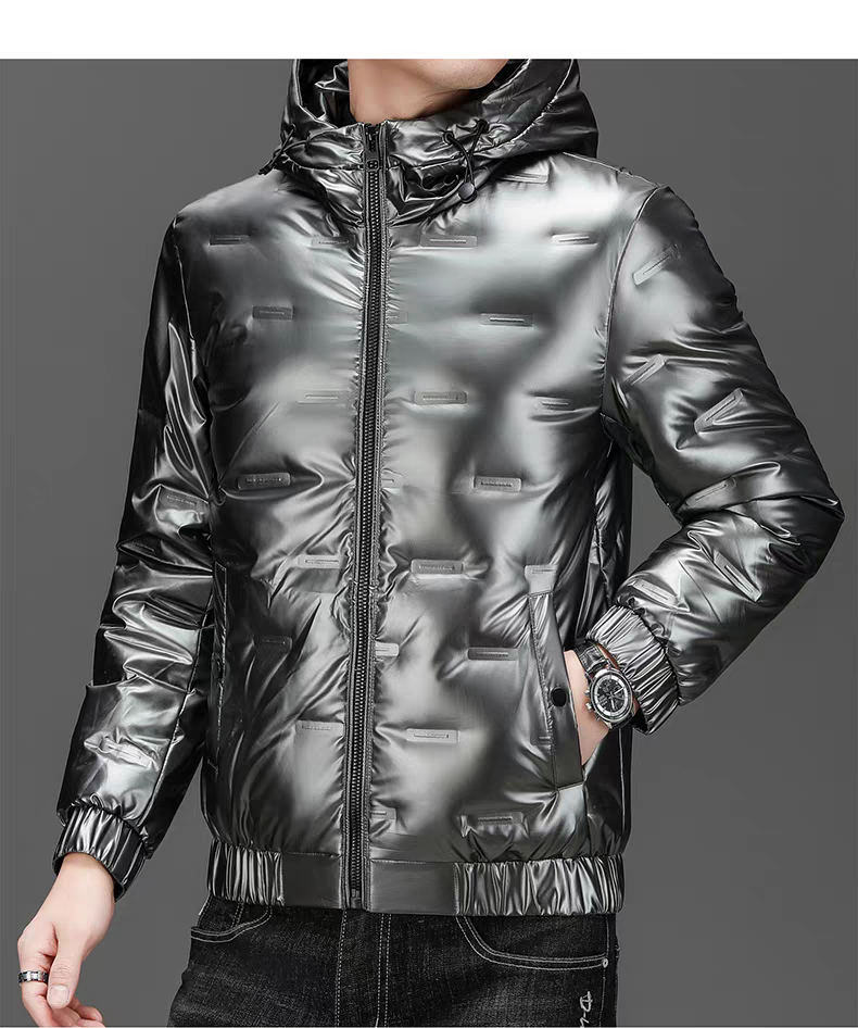 连帽拉链短款亮面冬季秋季羽绒服