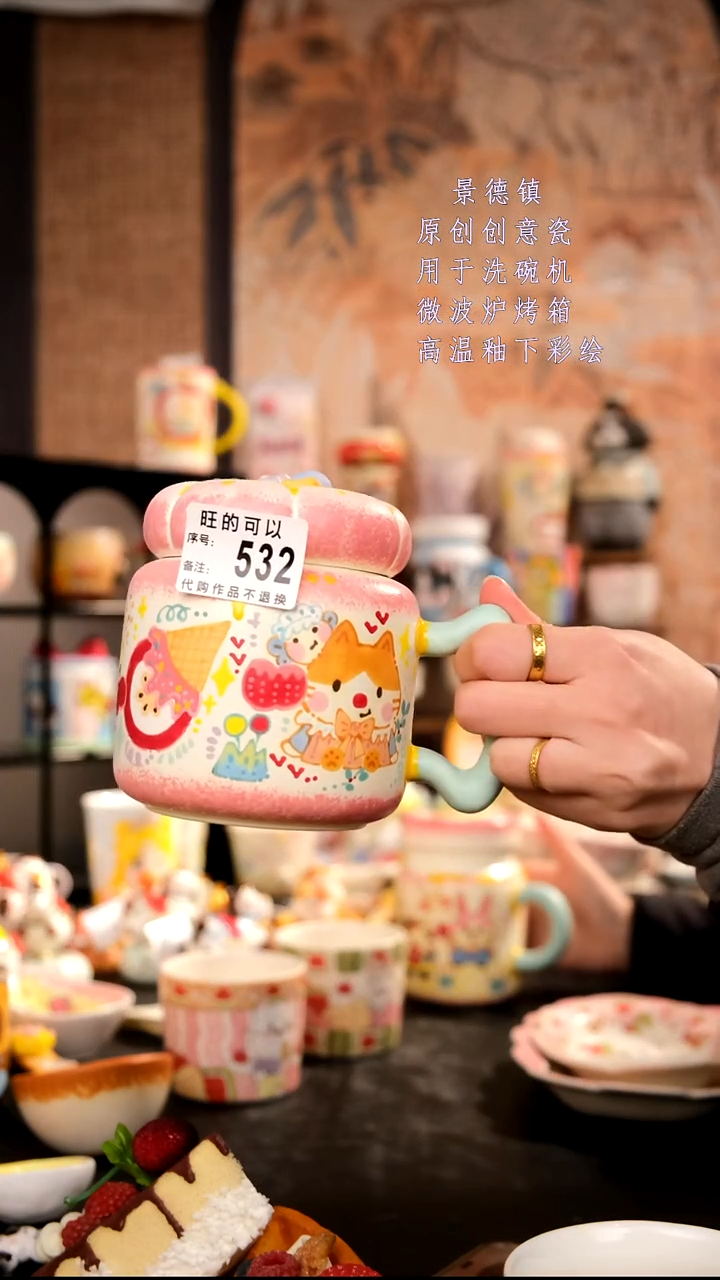 摆件陶旺的可以陶瓷手工手绘设计师款