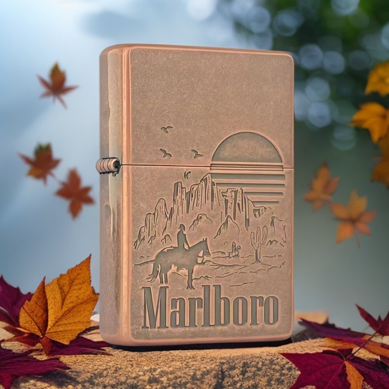 ZIPPO打火机【镀紫铜万宝路牛仔下山】1937刻花复古正品男士 DYJ1