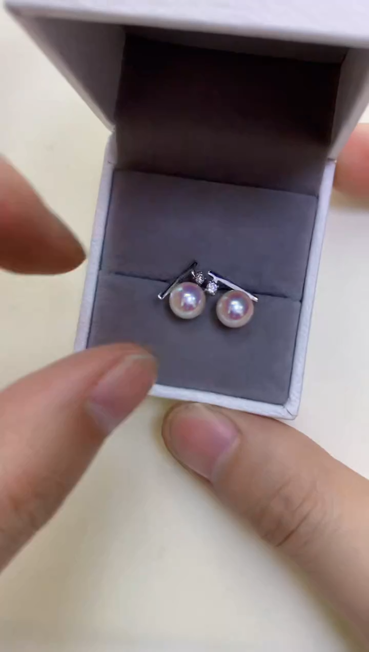 【闪购商品】海水珍珠饰品18K金镶嵌音符耳钉·K白