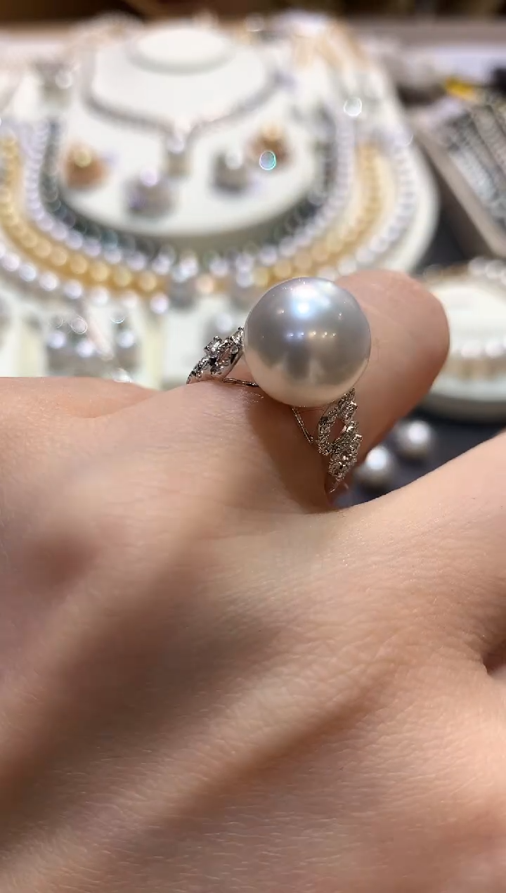 18K金镶嵌戒指海水珍珠m127 
