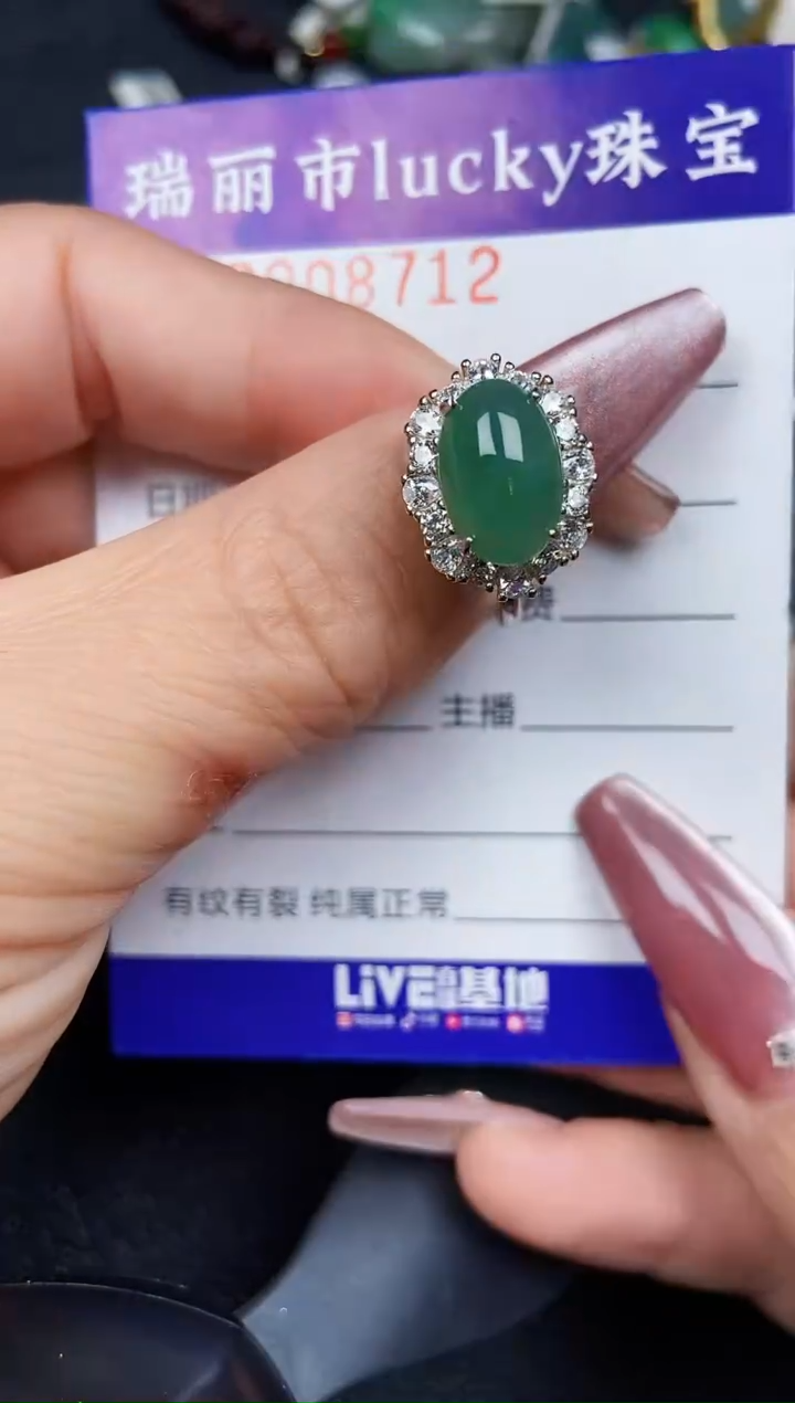 翡翠银S925镶嵌颈饰8712