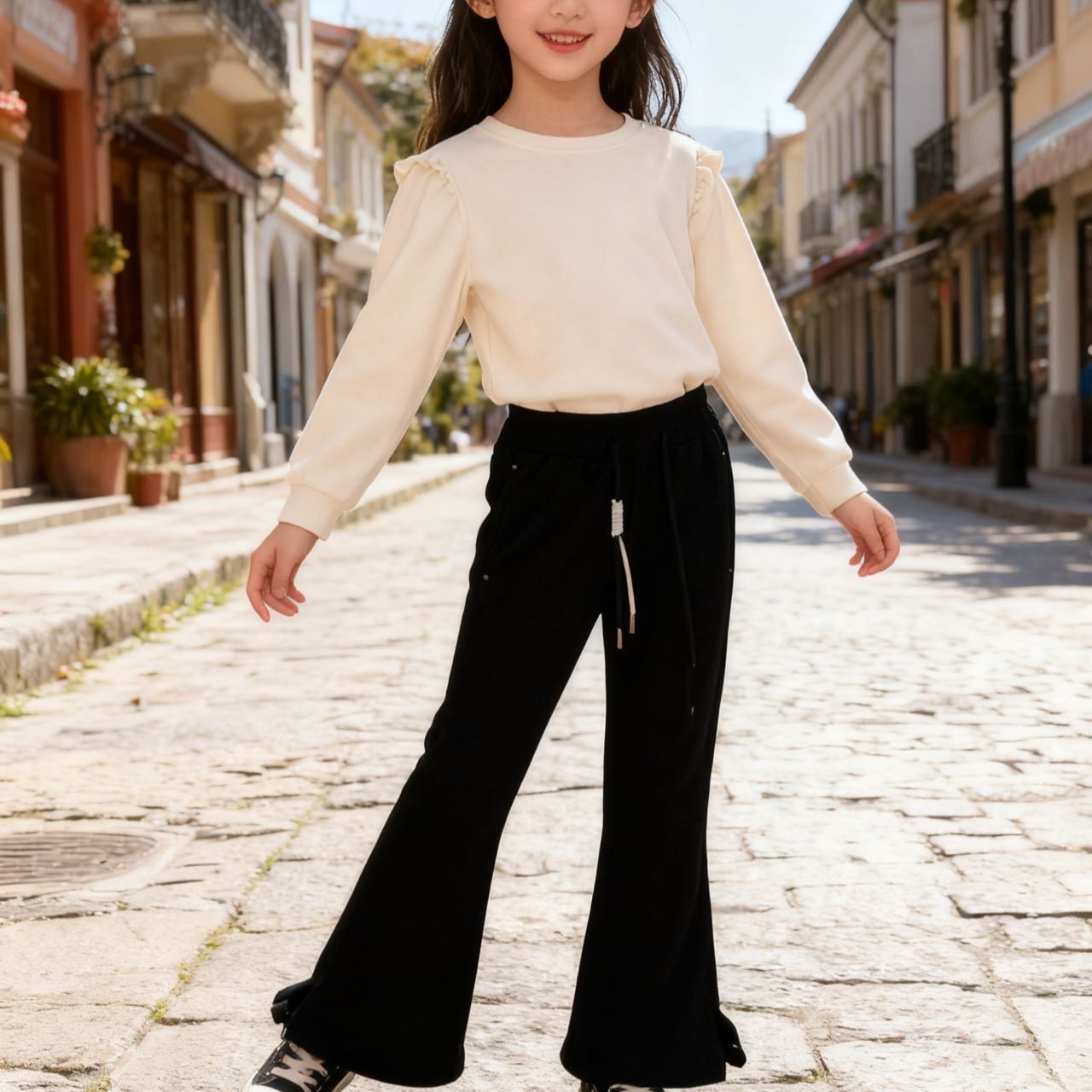 33123高端专享秋款针织长裤黑色（布衣）