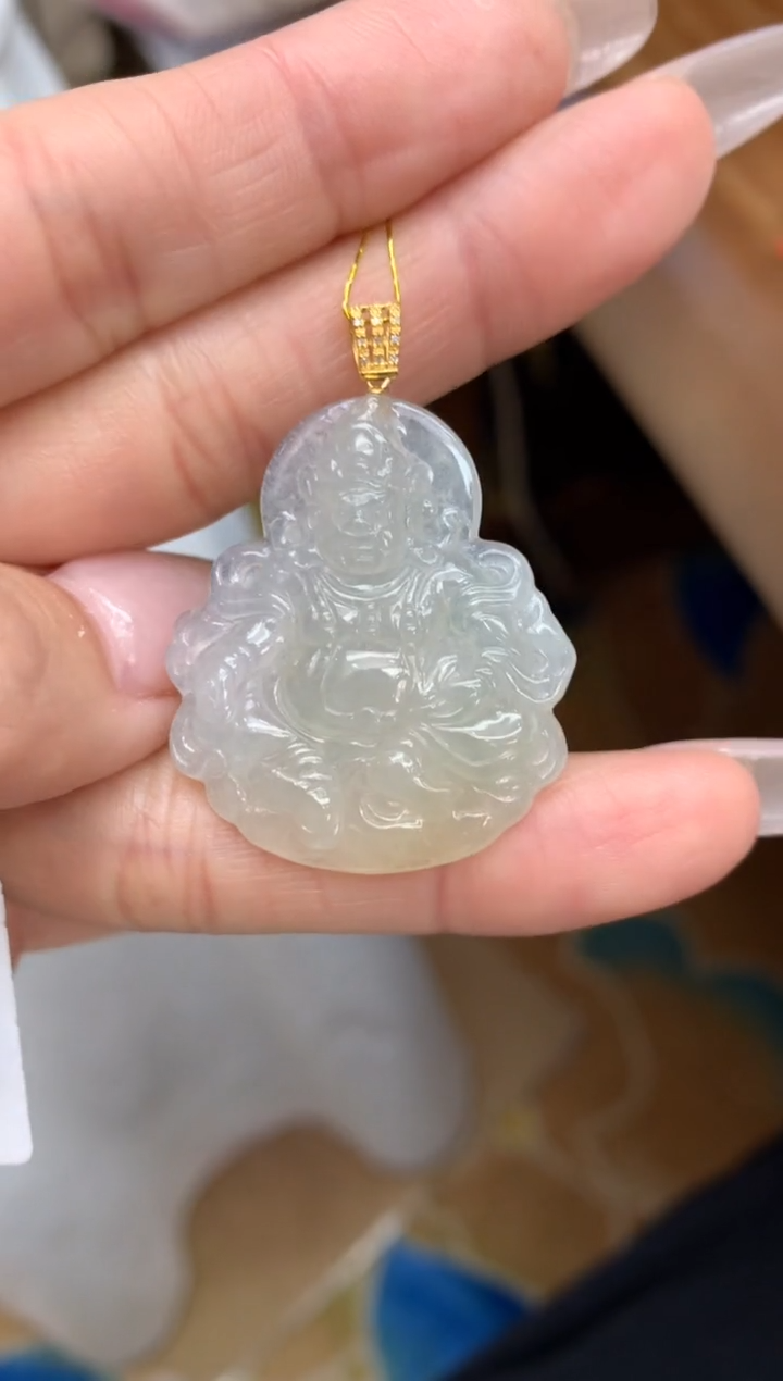 【闪购商品】翡翠颈饰18K金镶嵌财神