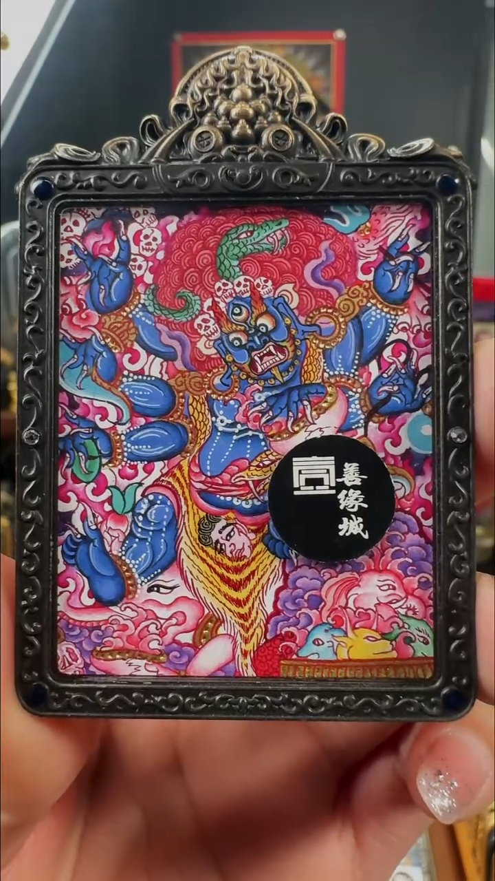 吊坠壹善缘城手绘唐卡大黑天