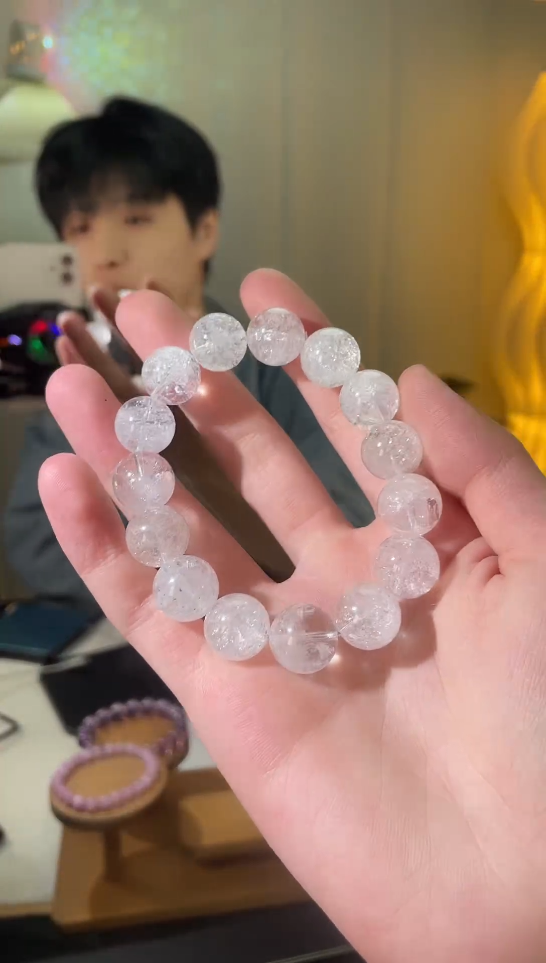 未镶嵌手链水晶白幽灵白阿塞暴风雪15mm水晶手串