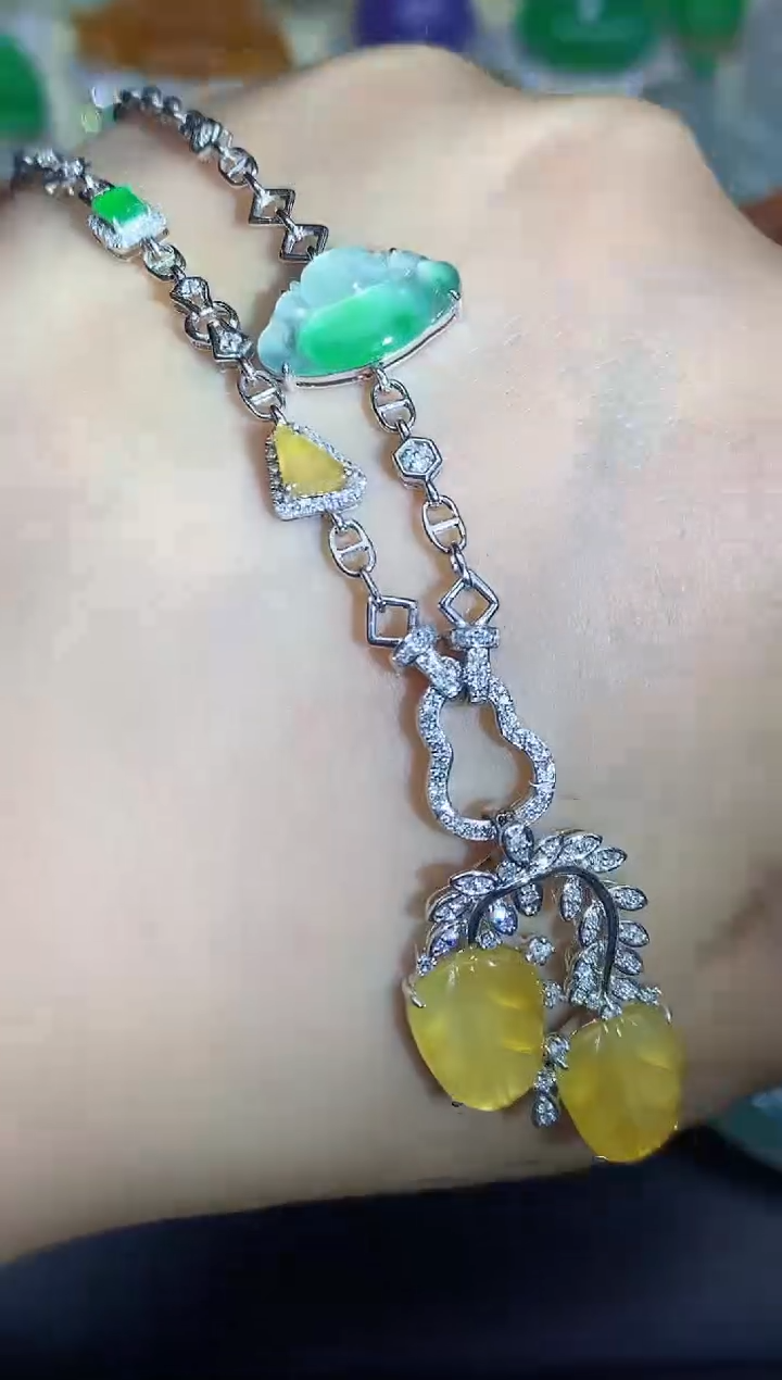 颈饰18K金镶嵌翡翠599-中国好珍宝