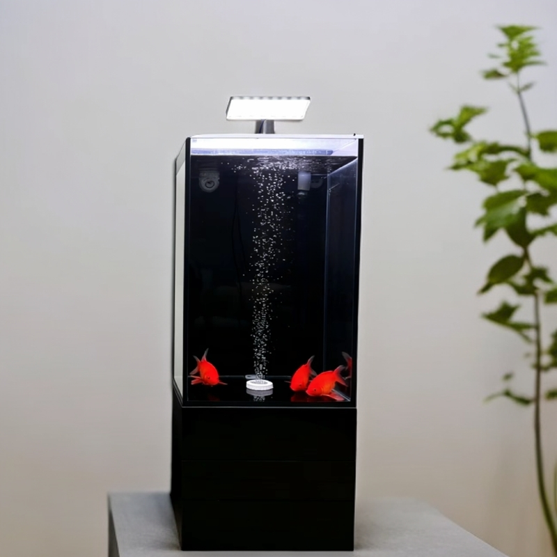 35*35*90客厅时尚落地款免换水超白玻璃底滤干湿分离养鱼缸