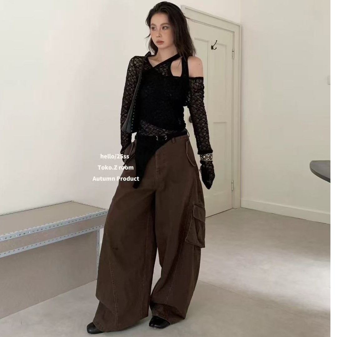 3159•废土风 NK# 意法货洋气小众街头风工装牛仔裤•