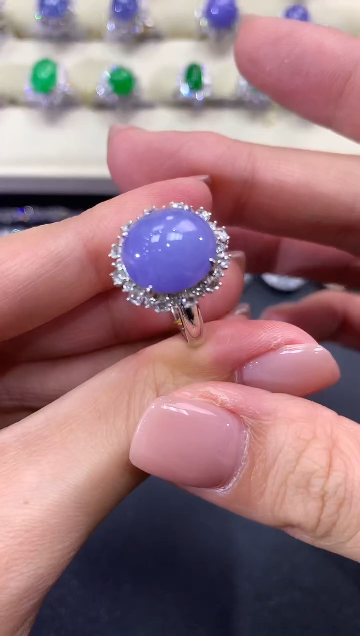 【闪购商品】翡翠戒指18K金镶嵌a252紫货有色差