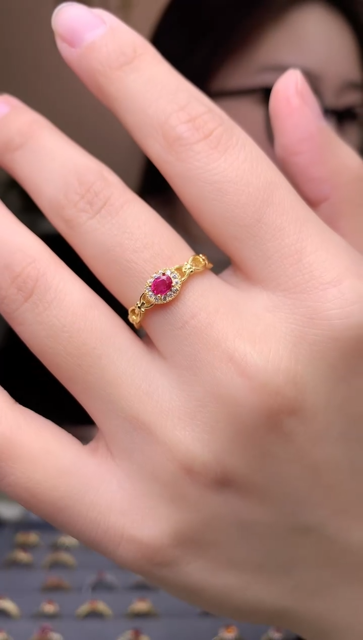 【闪购商品】红宝石戒指银S925镶嵌戒指