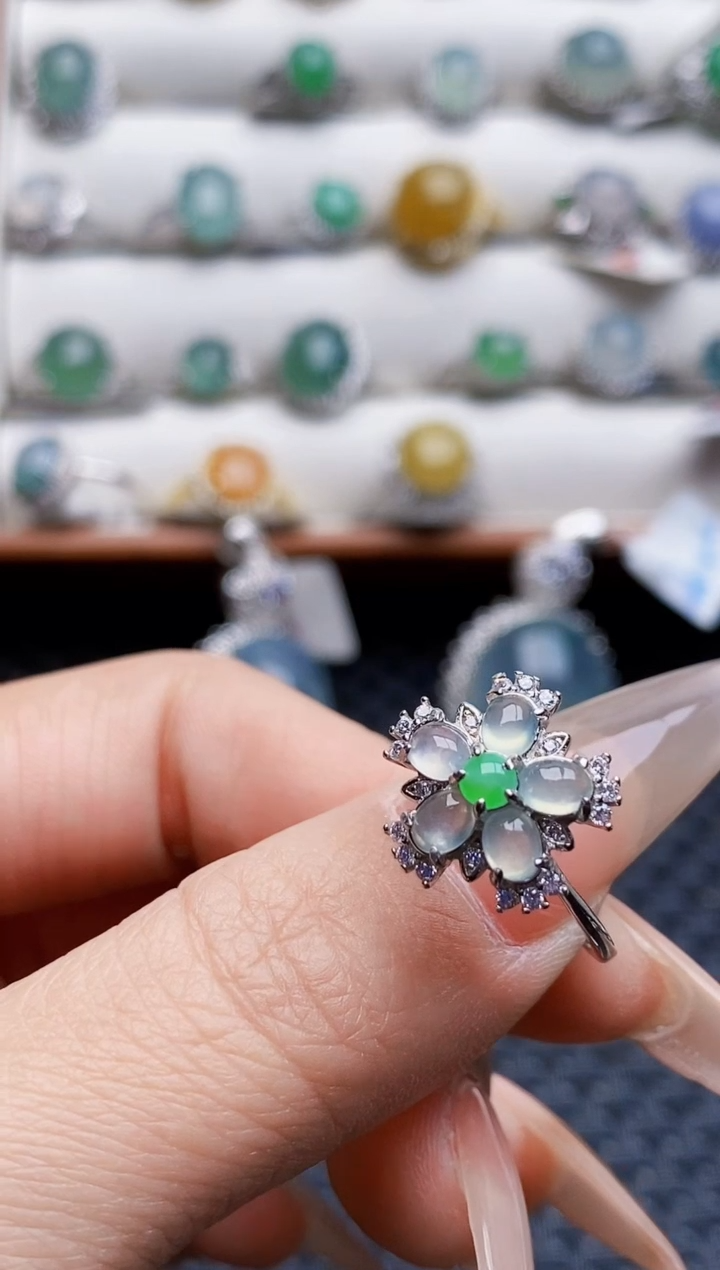 银S925镶嵌戒指翡翠0578