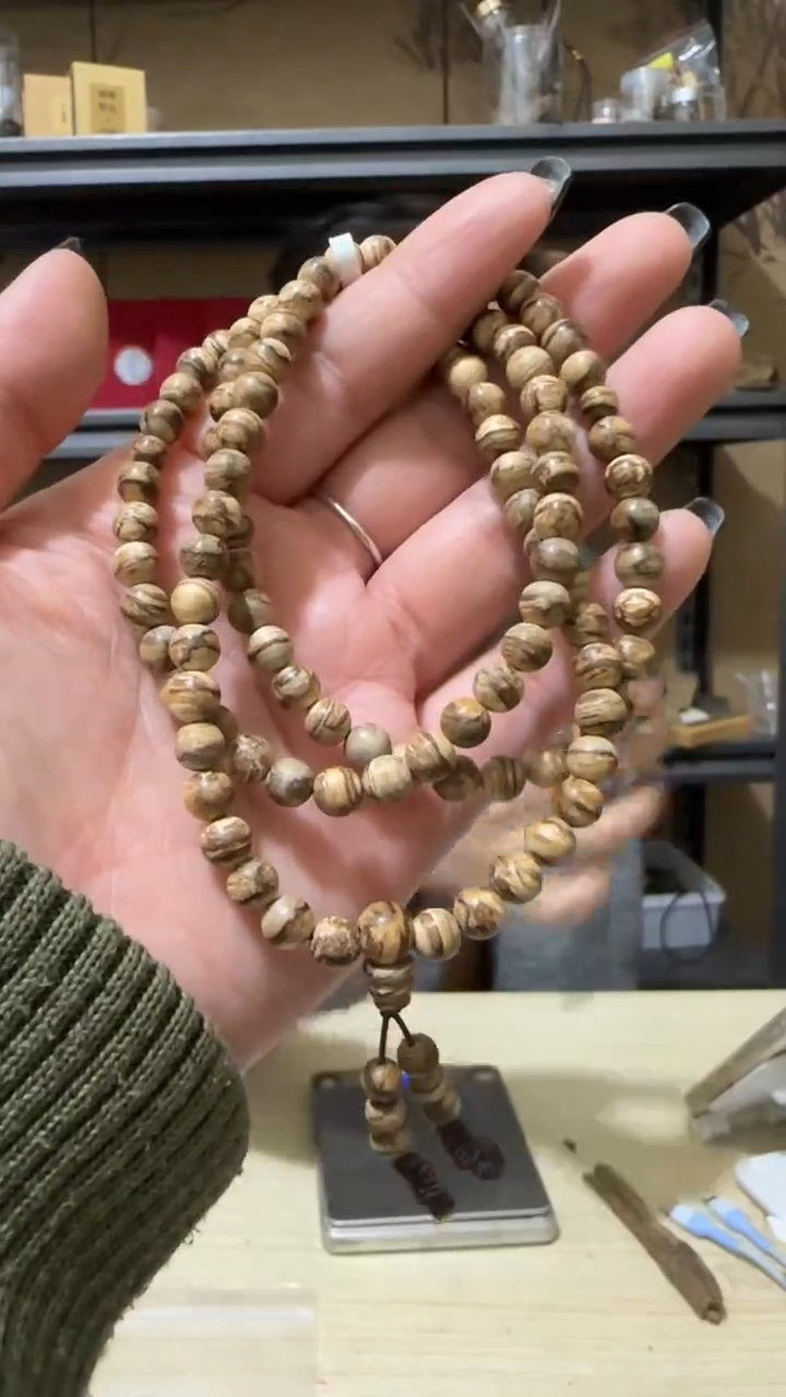 【闪购商品】沉香手串30号达拉干虎斑纹圆珠多圈卡6