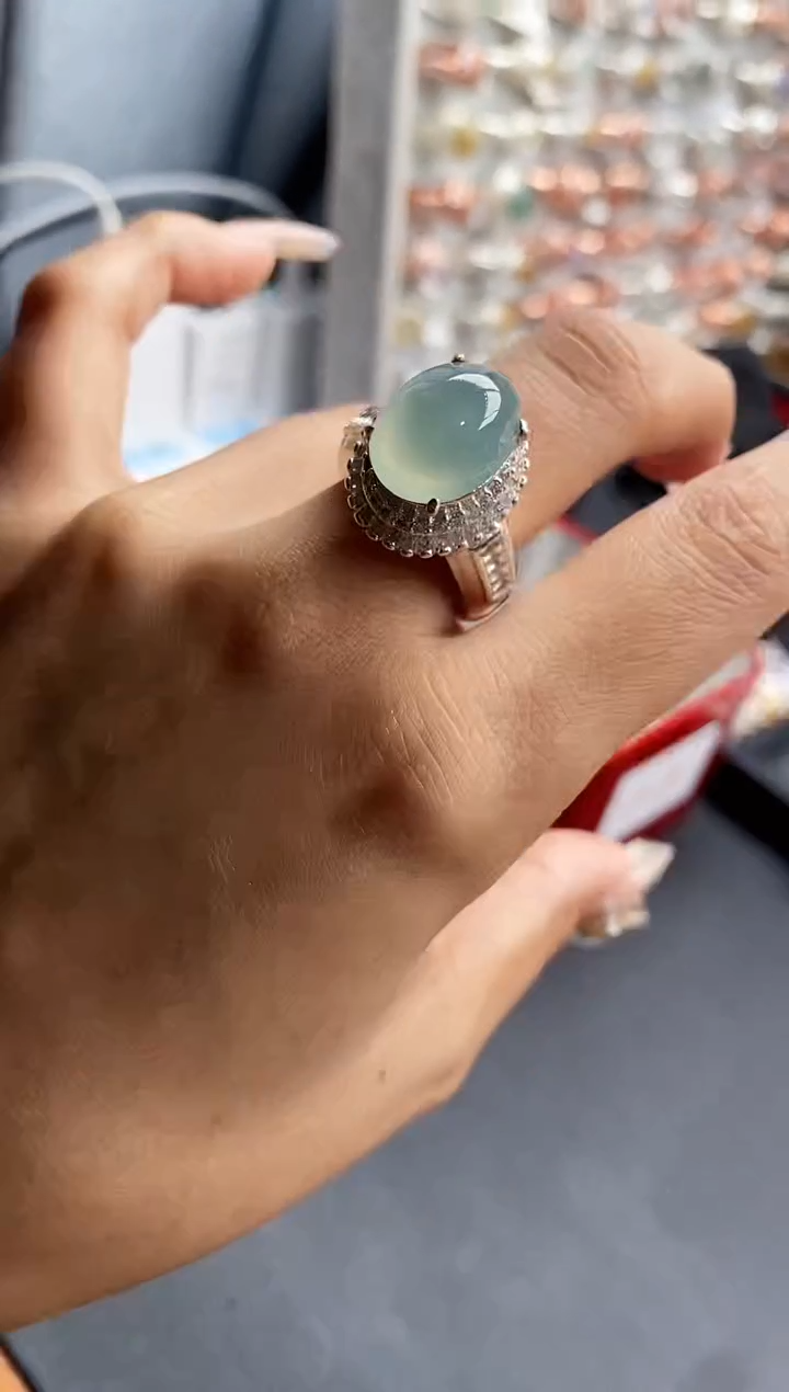 【闪购商品】翡翠戒指未镶嵌缅甸天然A货翡翠444  2+3