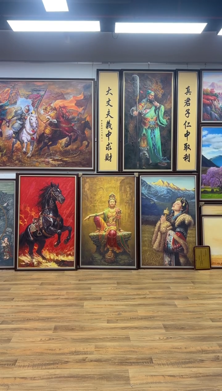 油画阿*关羽办公室客厅茶室玄关走廊家居挂画客厅挂画油画版画