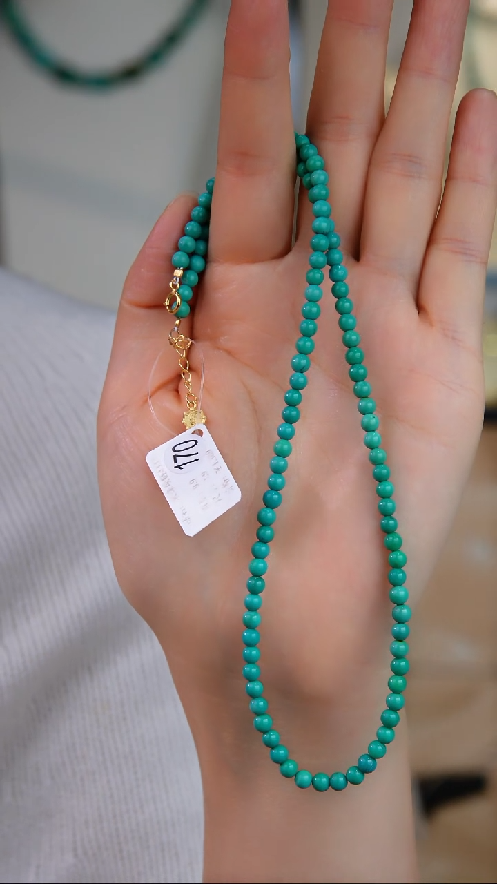 银S925镀金镶嵌绿松石项链多样性发货