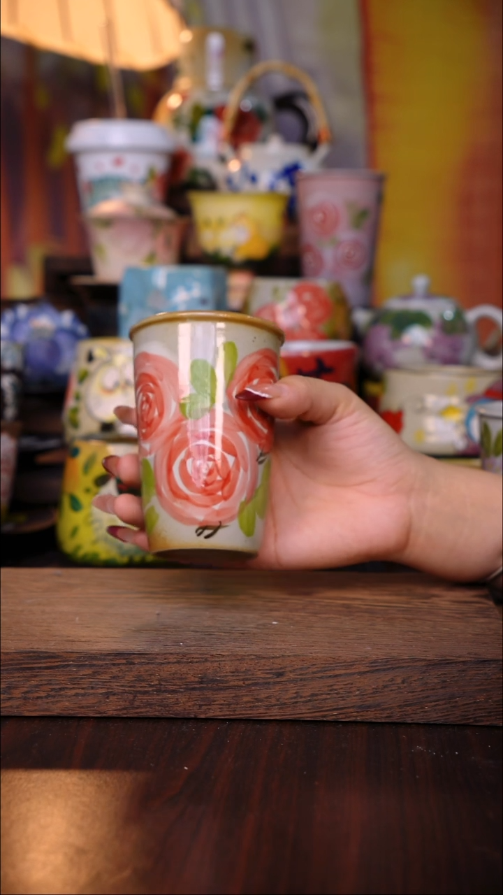 杯子陶泥垚手作 景德镇手工手绘陶瓷器物