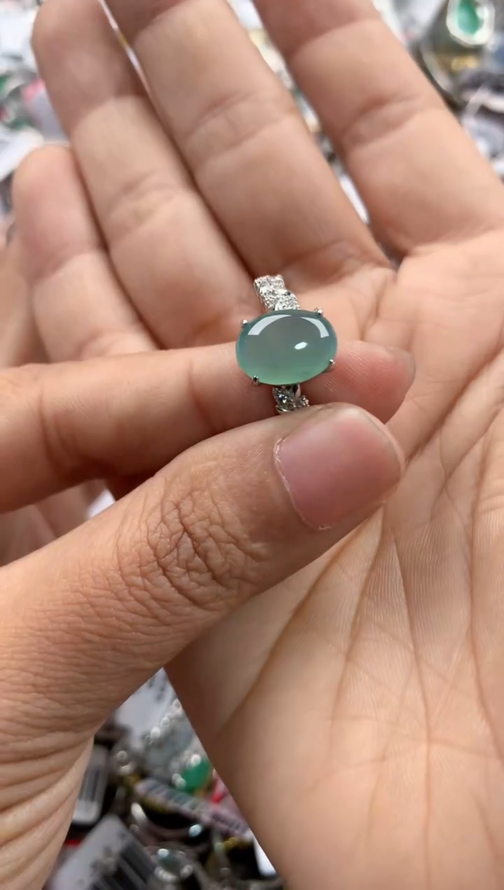 银S925镶嵌戒指翡翠666-----3