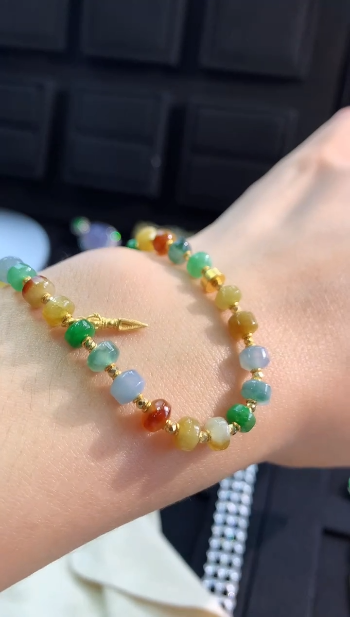 【闪购商品】翡翠手链18K金镶嵌手链手链