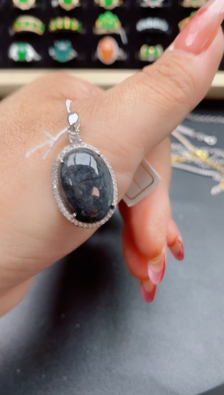 【闪购商品】翡翠吊坠(赠链)银S925镶嵌21321