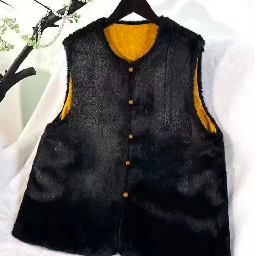 [金色年华】新中式国风双面双穿马甲冬季气质显瘦上衣开衫厚马甲