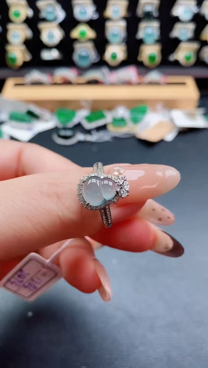 银S925镶嵌戒指翡翠1