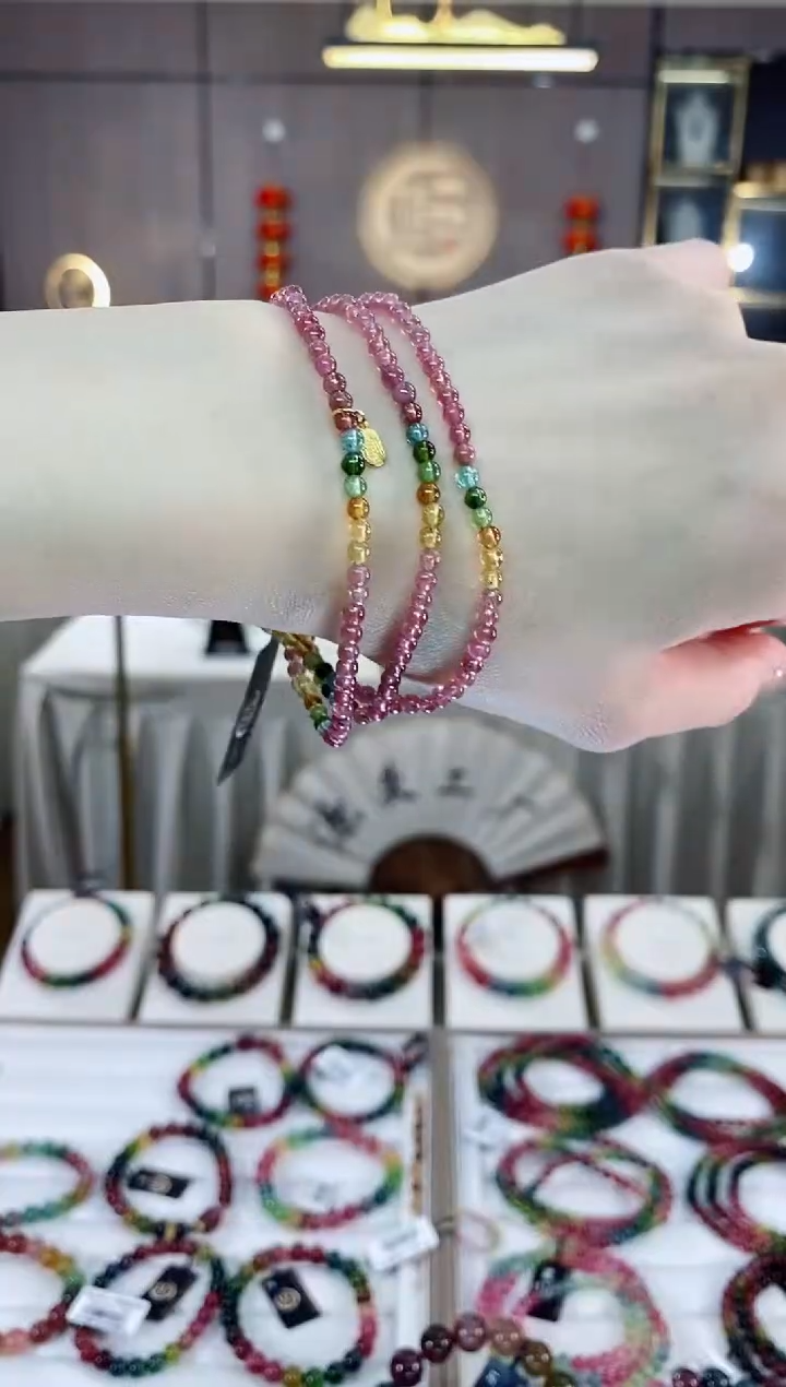 三圈手串3mm+未镶嵌碧玺dan多样性发货一条