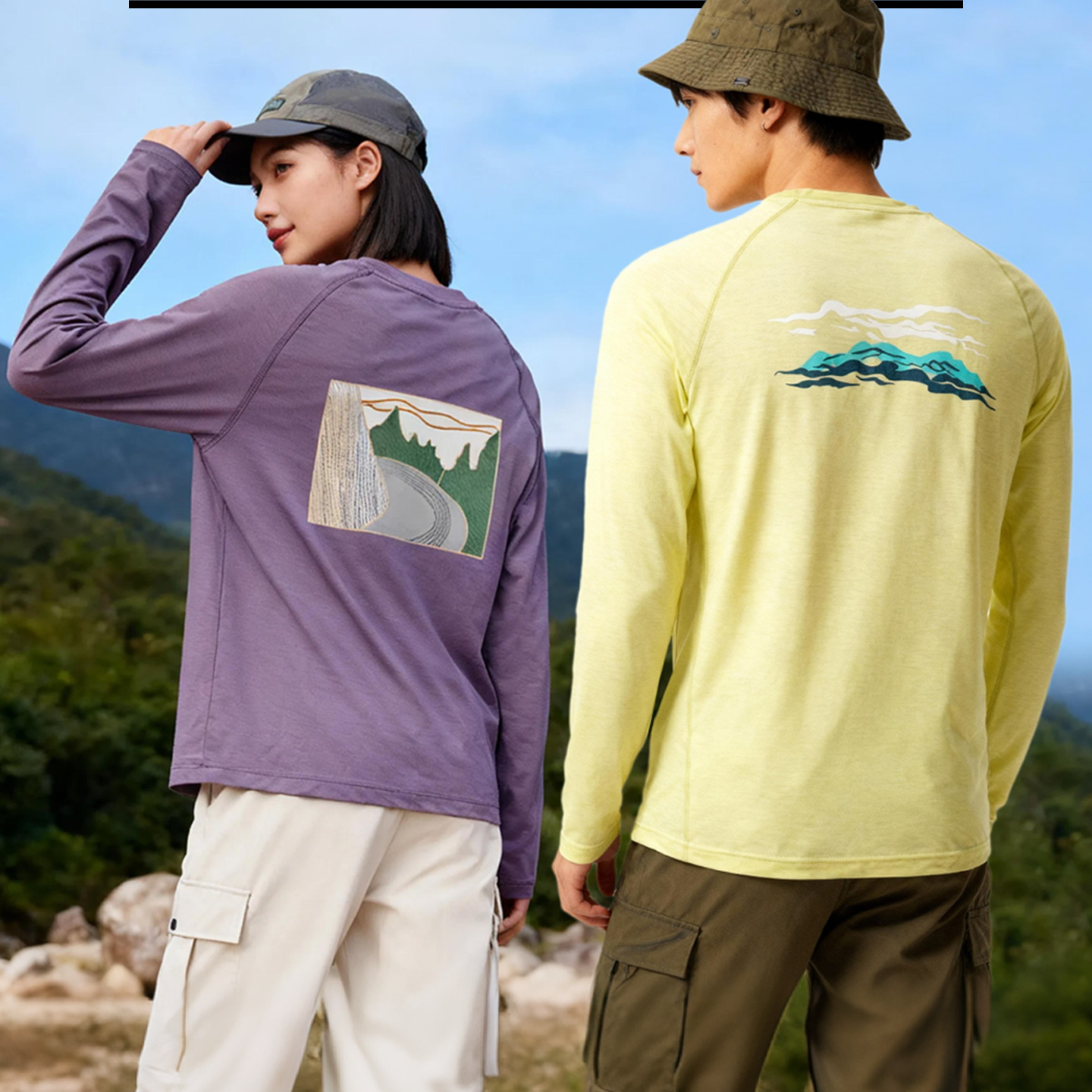 灰壳美利奴羊毛速干衣户外徒步登山排汗运动t恤印花男女长袖