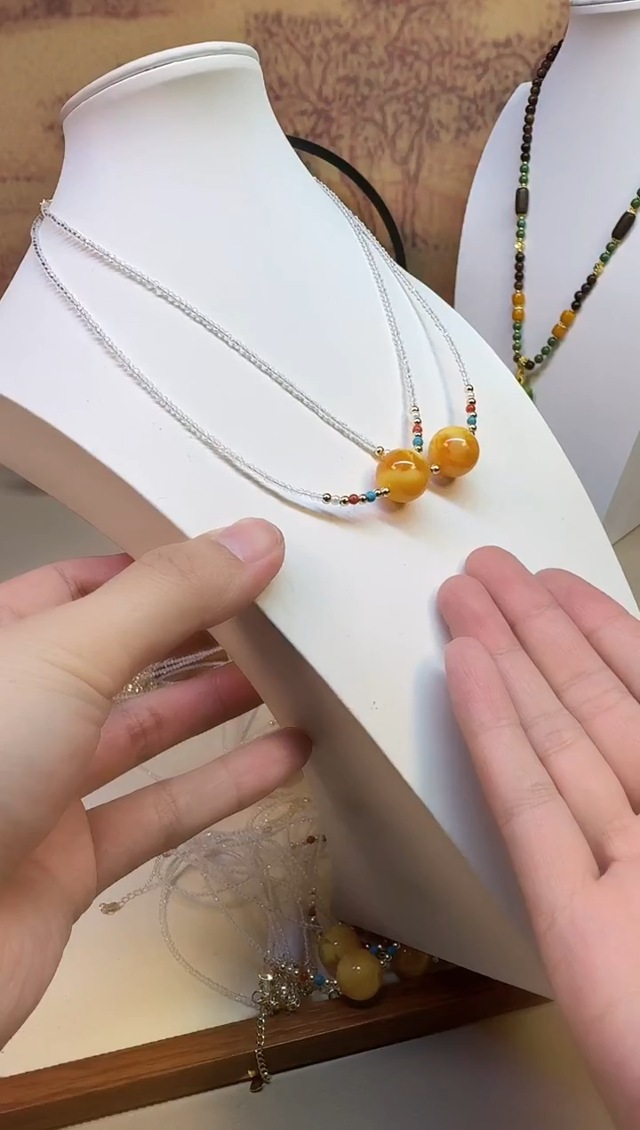 蜜蜡颈饰14K金镶嵌A60 