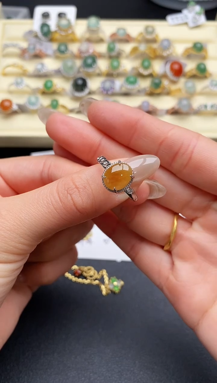 【闪购商品】翡翠戒指银S925镶嵌333333333+7