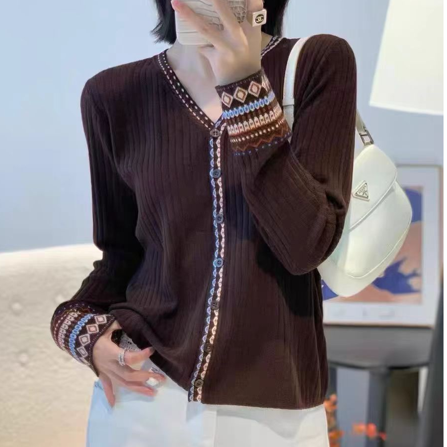 90-190斤国风提花复古精纺羊毛早秋冬大码针织衫显瘦新款V领开衫