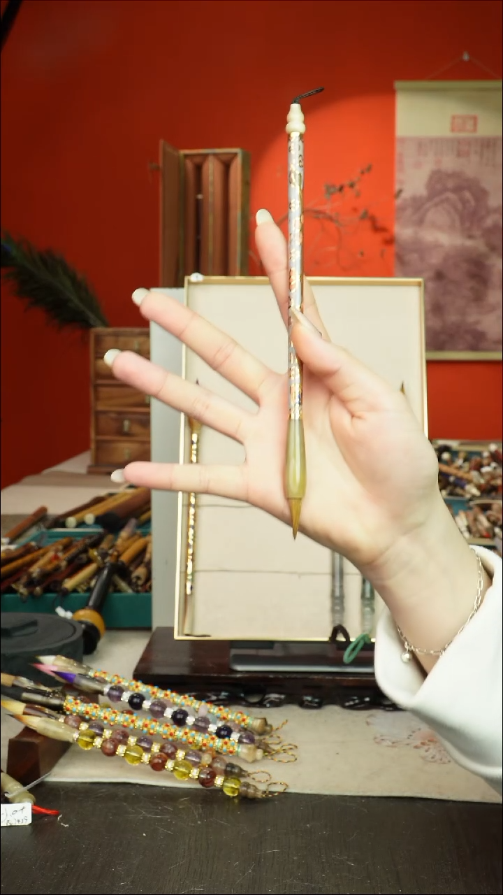 35号闪孤品高货毛笔链接 清水试笔 蘸墨不退