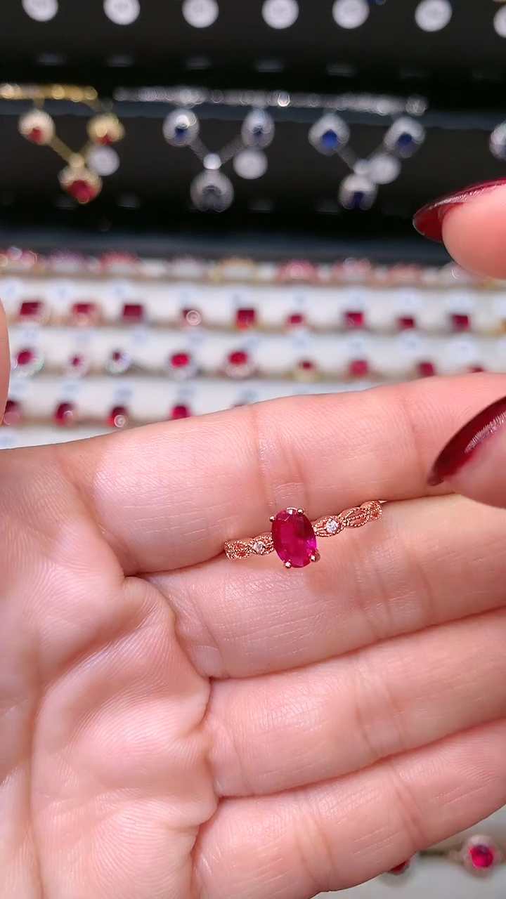 【闪购商品】红宝石戒指银S925镶嵌57