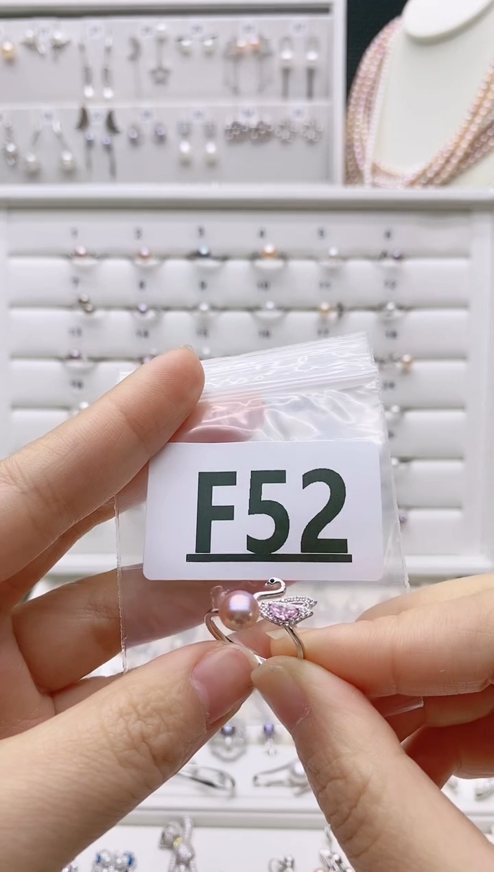 银S925镶嵌无淡水珍珠浅*F52