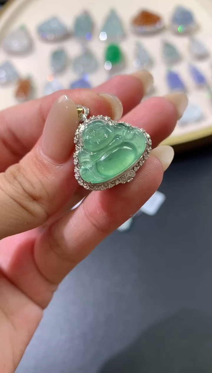 吊坠(不含链)18K金镶嵌翡翠W39|6800