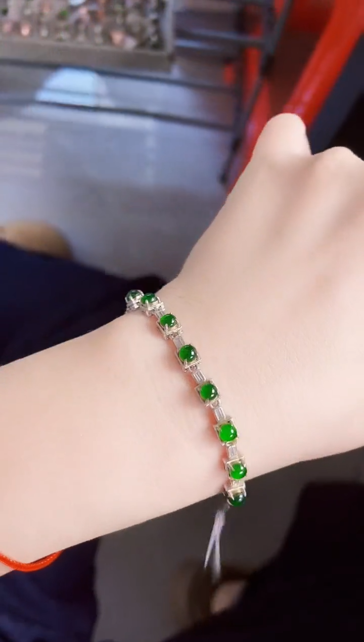 【闪购商品】翡翠手链银S925镶嵌24525421