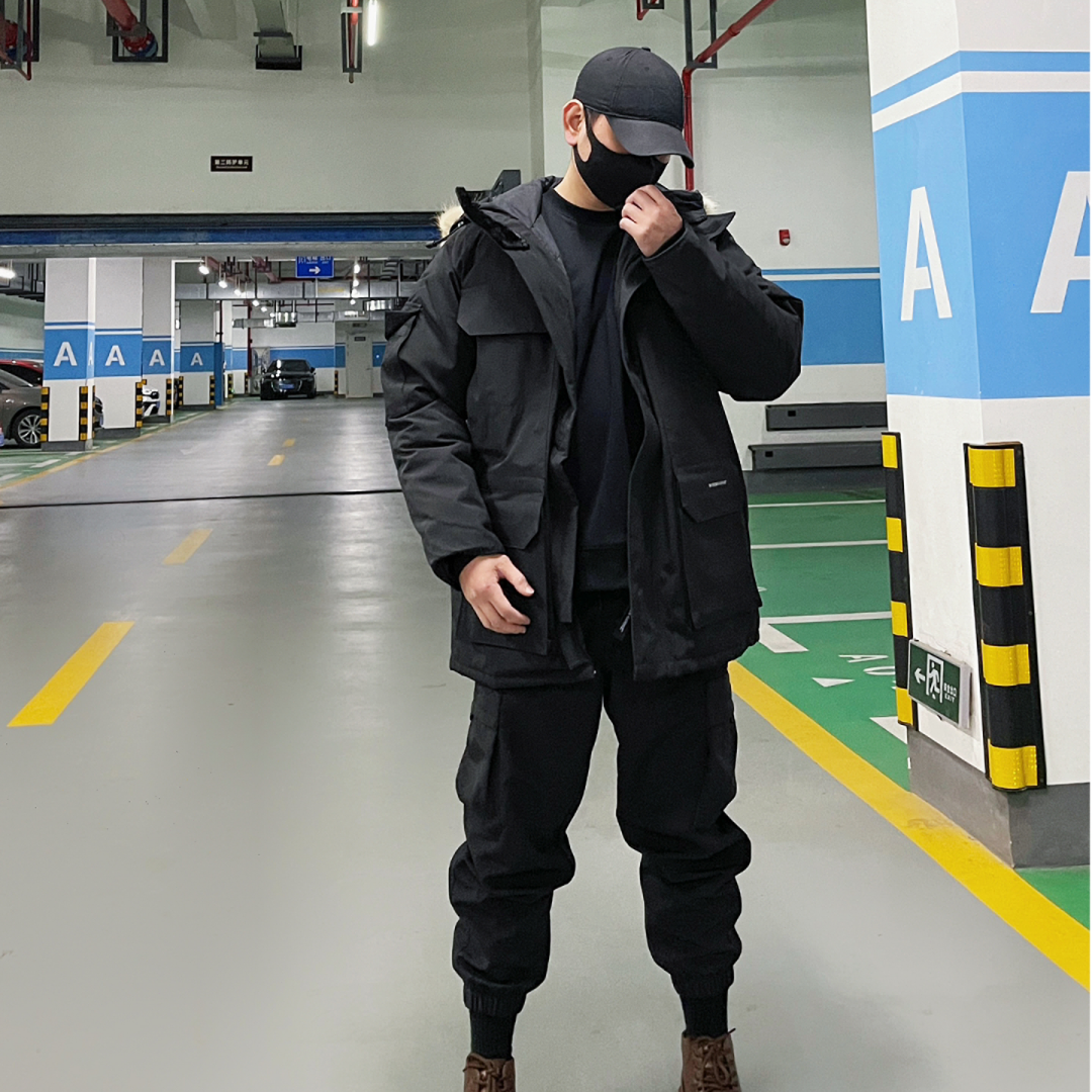 大鹅08远征系列男女同款防寒防风保暖毛领连帽羽绒服派克外套