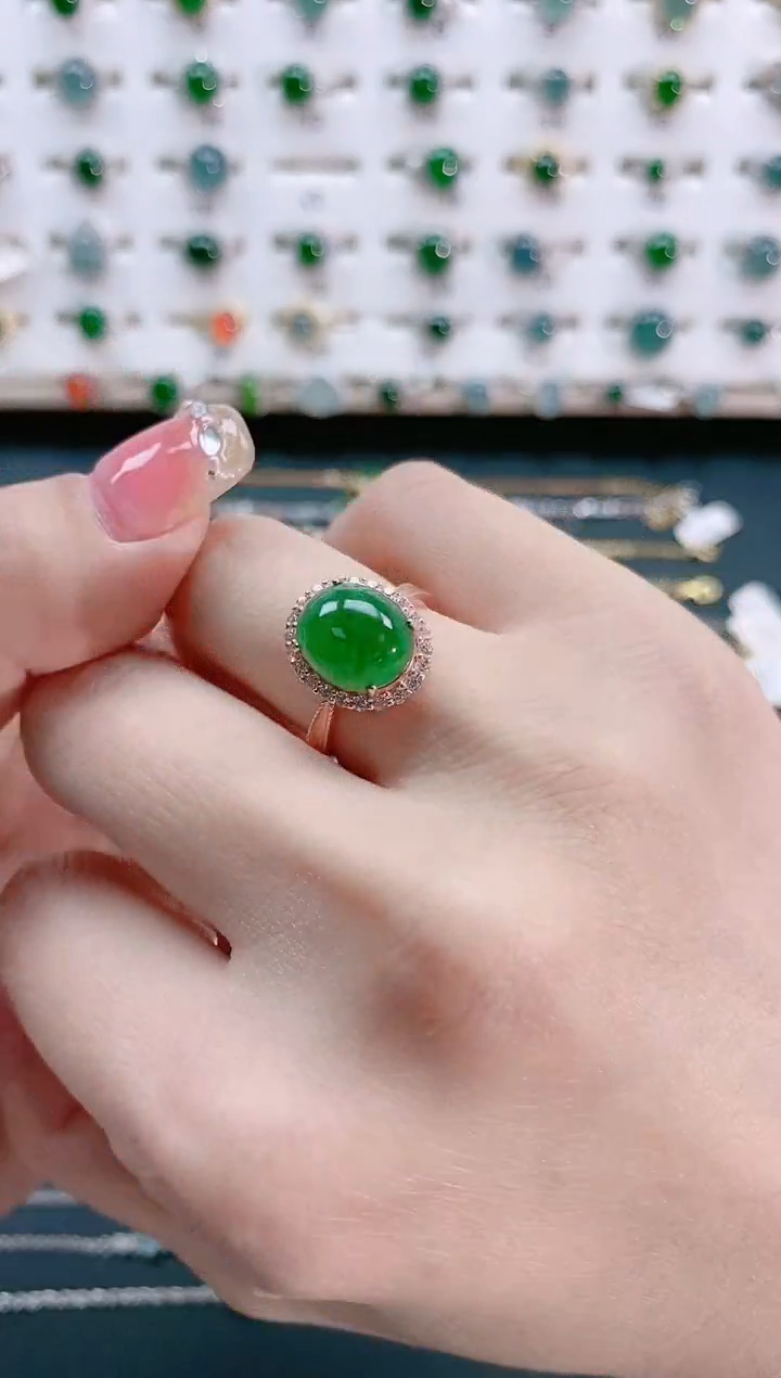 【闪购商品】翡翠戒指银S925镶嵌天然翡翠