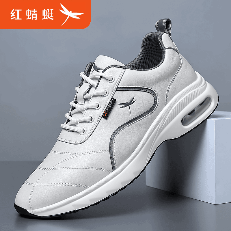 红蜻蜓男鞋新款加绒牛皮鞋百搭软底气垫鞋男士运动休闲鞋C023323商品图