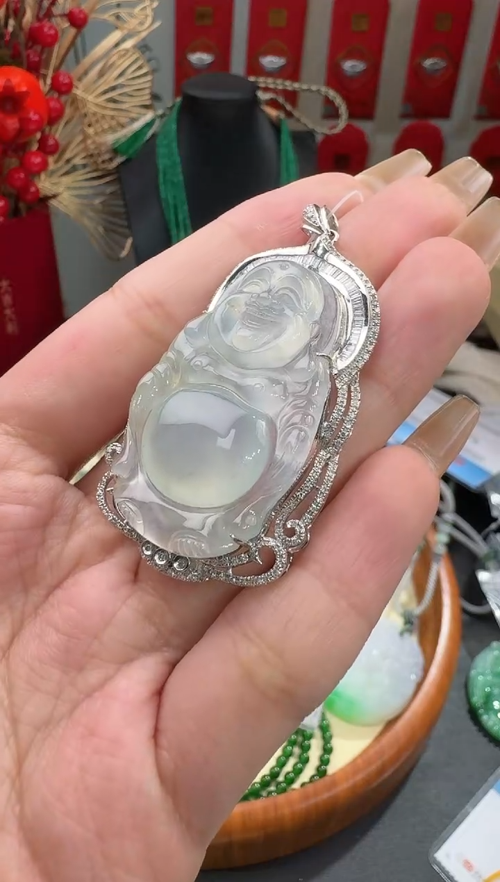 【闪购商品】翡翠颈饰18K金镶嵌挂件