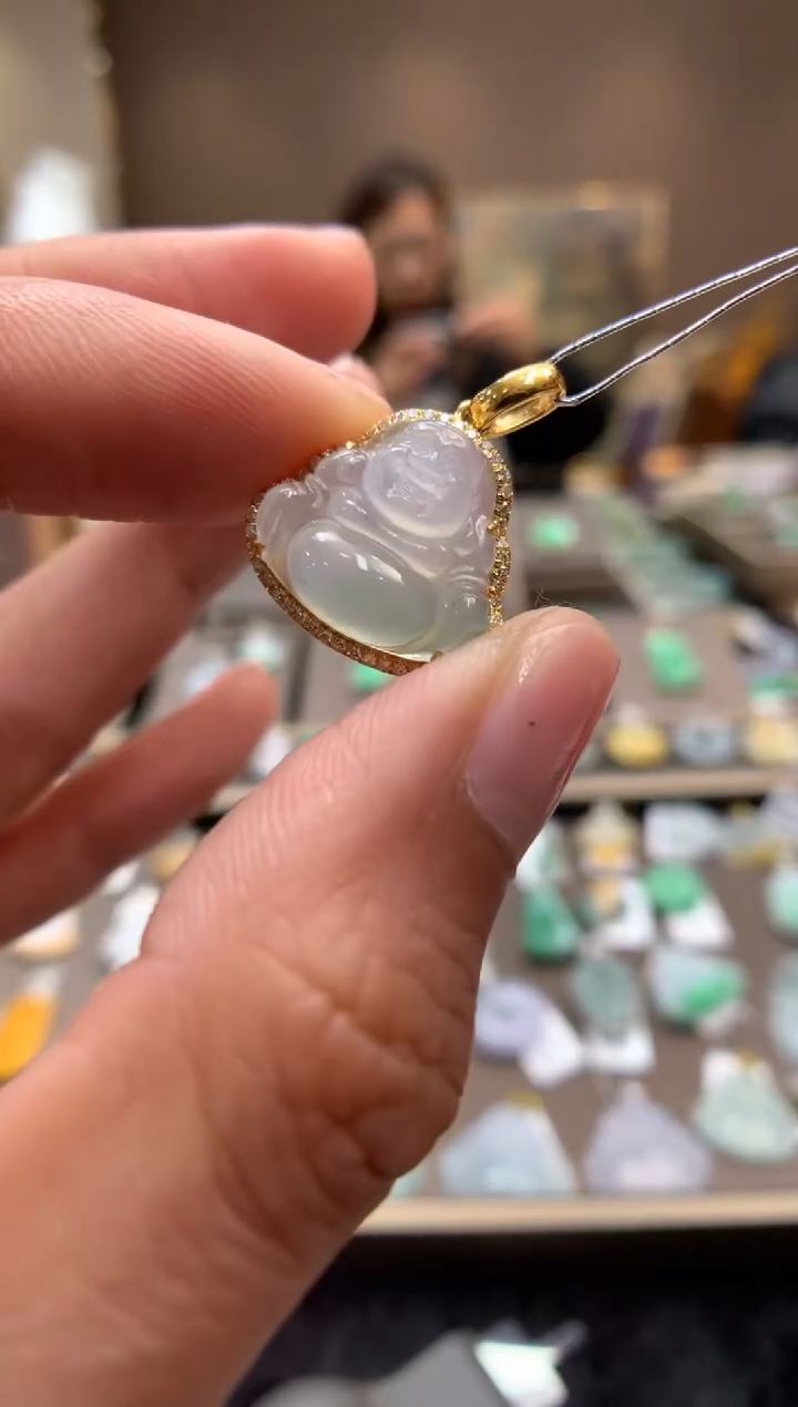 【闪购商品】翡翠颈饰18K金镶嵌佛公