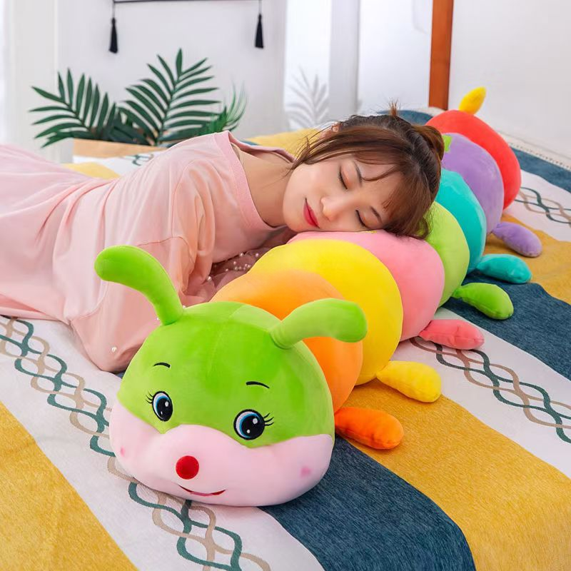 七彩毛毛虫90CM可爱毛绒玩具抱枕布娃娃床上陪睡玩偶