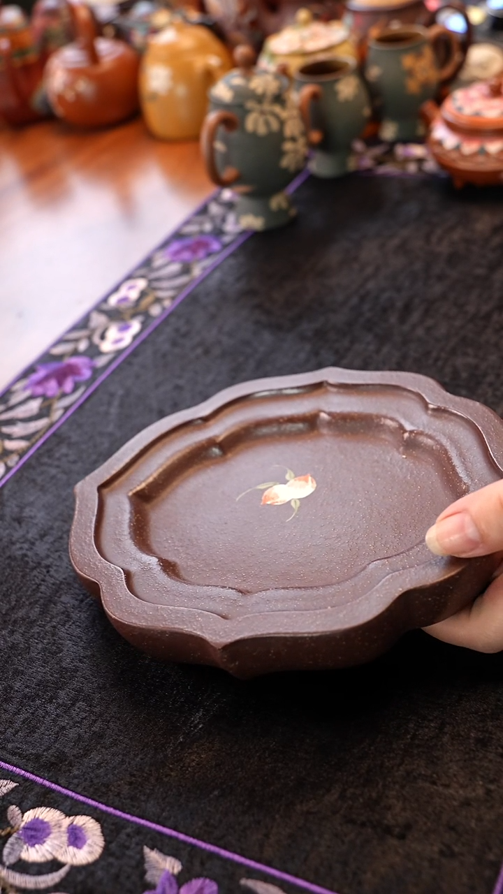 茶壶紫砂寿桃壶承